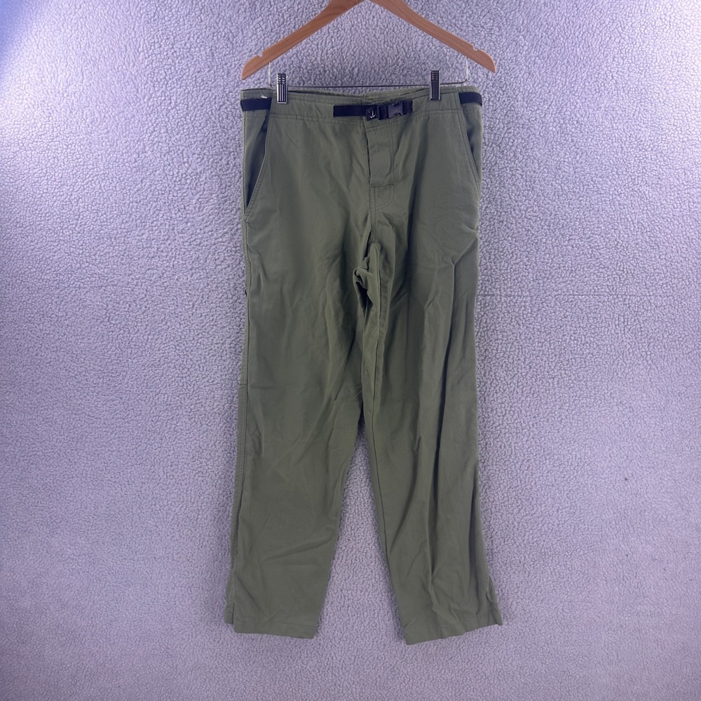 Vintage Prana Breathe Mens M Climbing Pants Olive Green Nylon Belted Made in USA